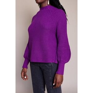 APIECE APART Purple Mock Neck Balloon Sleeve Knit Sweater Cashmere Blend XS $395